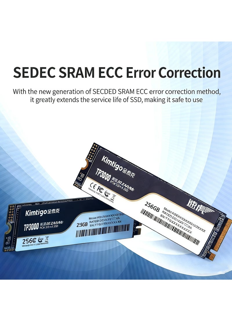 كيمتيجو محرك أقراص الحالة الصلبة الداخلي Kimtigo TP3000 SSD بسعة 256 جيجابايت M.2 2280 NVMe PCIe Gen 3×4 لأجهزة الكمبيوتر المحمولة وأجهزة الكمبيوتر المكتبية وعشاق الكمبيوتر الشخصي ولاعبي الألعاب - Image 1